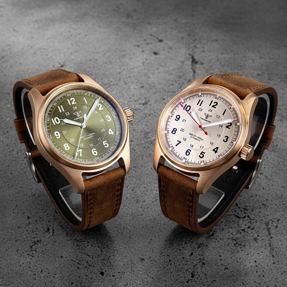 Guilloché Dial Watch - Solid Bronze Case 39MM Tandorio White