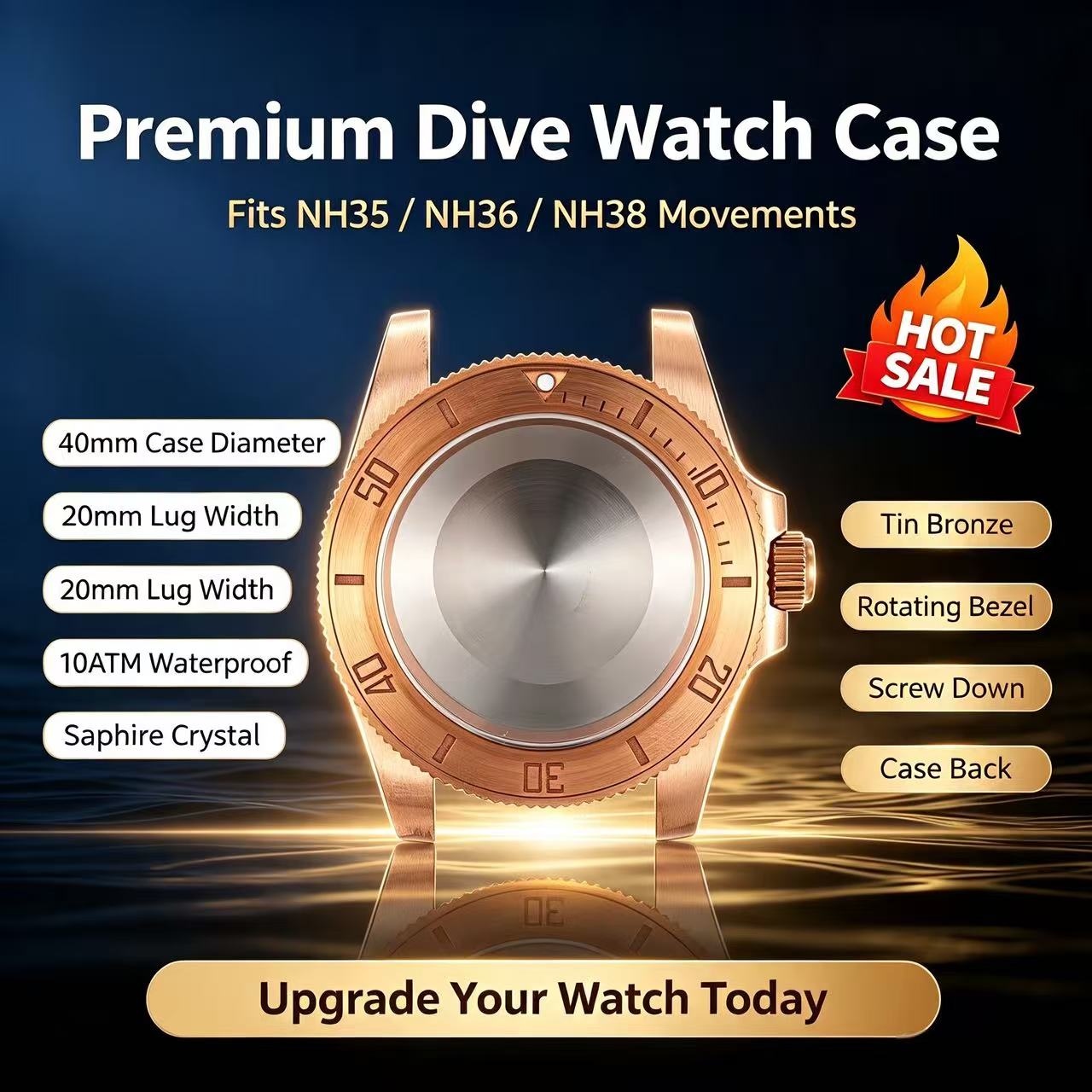 40mm Tin Bronze Dive Watch Cas - Bronze Case Watch 评论和价格
