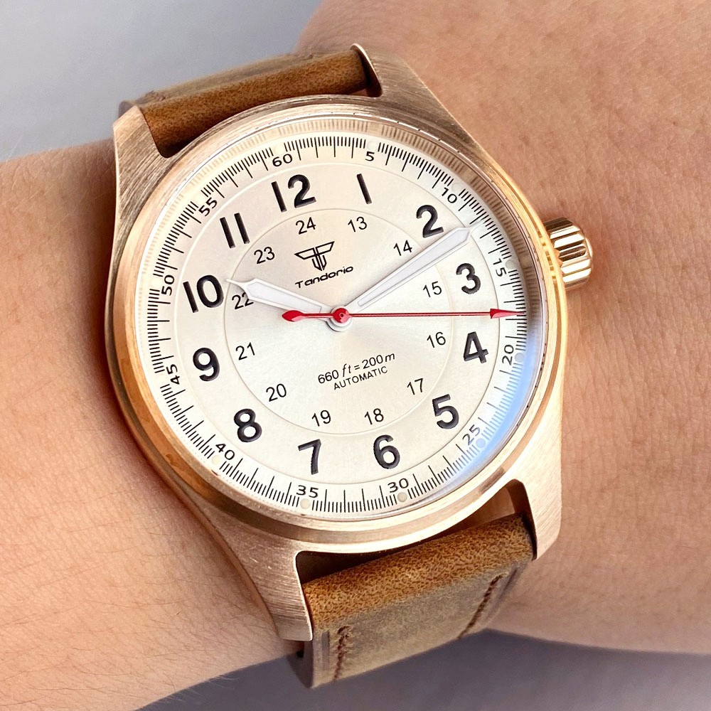 Solid Bronze Case 39MM Tandori - Guilloché Dial Watch 评论和价格