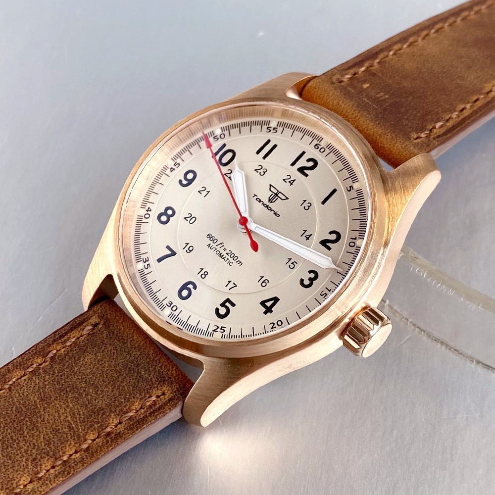 Solid Bronze Case 39MM Tandori - Guilloché Dial Watch 评论和价格