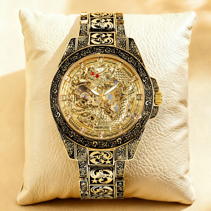 A men's yellow retro style hig - Tourbillon Movement Watch 评论和价格