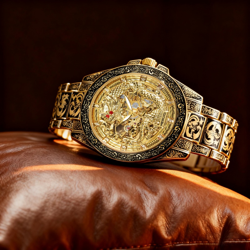 A men's yellow retro style hig - Tourbillon Movement Watch 评论和价格
