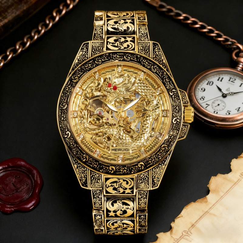 A men's yellow retro style hig - Tourbillon Movement Watch 评论和价格